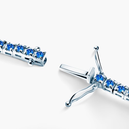 Naszyjnik tenisowy Luminy 3,0mm: białe złoto, niebieskie szafiry